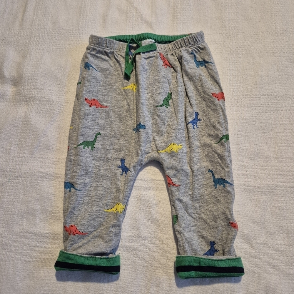Gap 6-12 months reversible blue/green & dinosaur pants tag removed VGUC